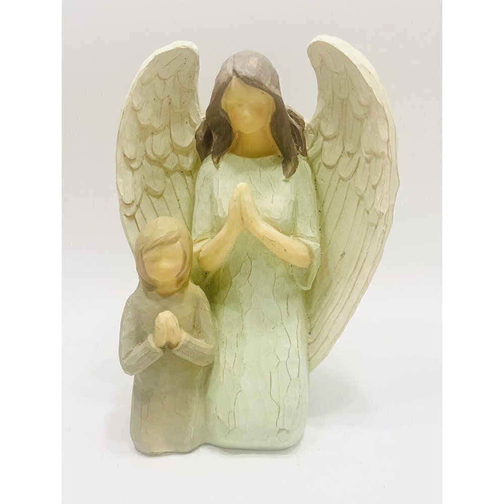 Praying Guardian Angel & Girl Figurine 7” Faith Spiritual Memorial Willow Tree?